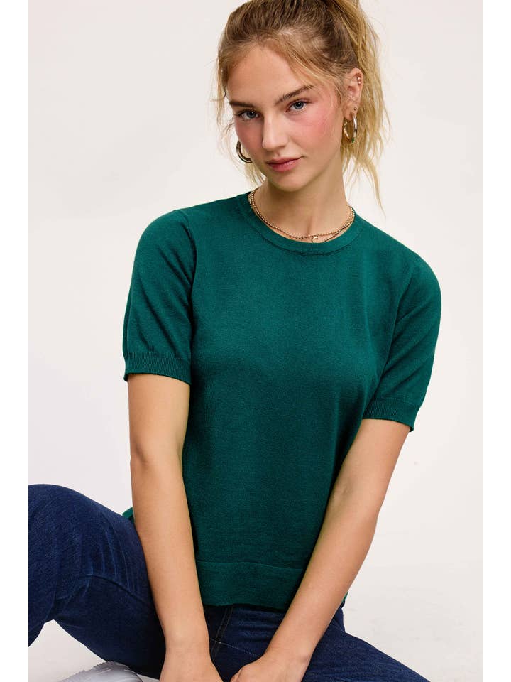 La Miel - Vente Pull en maille – femme - Haut en tricot extensible basique à manches courtes et bouffantes MCS360036