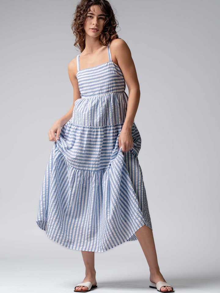 Urban Daizy - Wholesale Dress - Women's - Striped Tiered Maxi Sundress