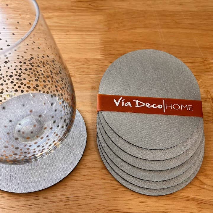 DAVANTI - Wholesale Coasters - Coaster Novotela Shimmer Vinyl Fabric Look & Copper Round