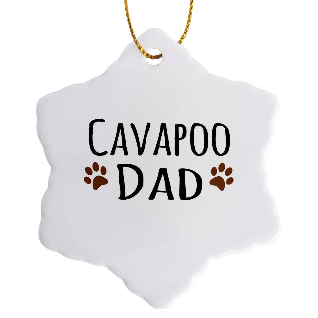 3dRose – wholesale Ornament – 3dRose, Cavapoo Dog Dad - Doggie by breed - brown muddy paw prints love - doggy lover - proud pet owner, Ornament7