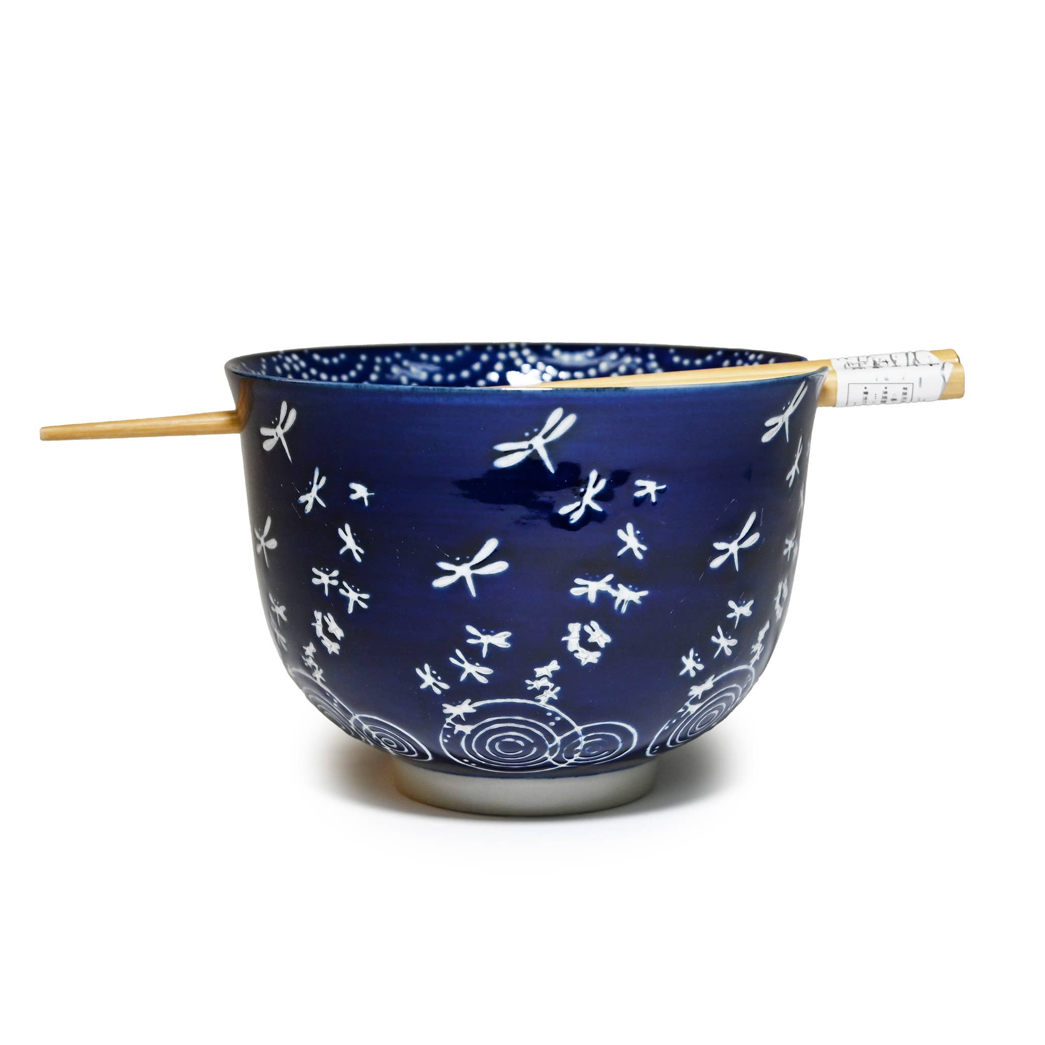 Fuji Merchandise Corporation - Wholesale Bowl - MIRA 5" BOWL WITH CHOPSTICKS – WHITE DRAGONFLIES0
