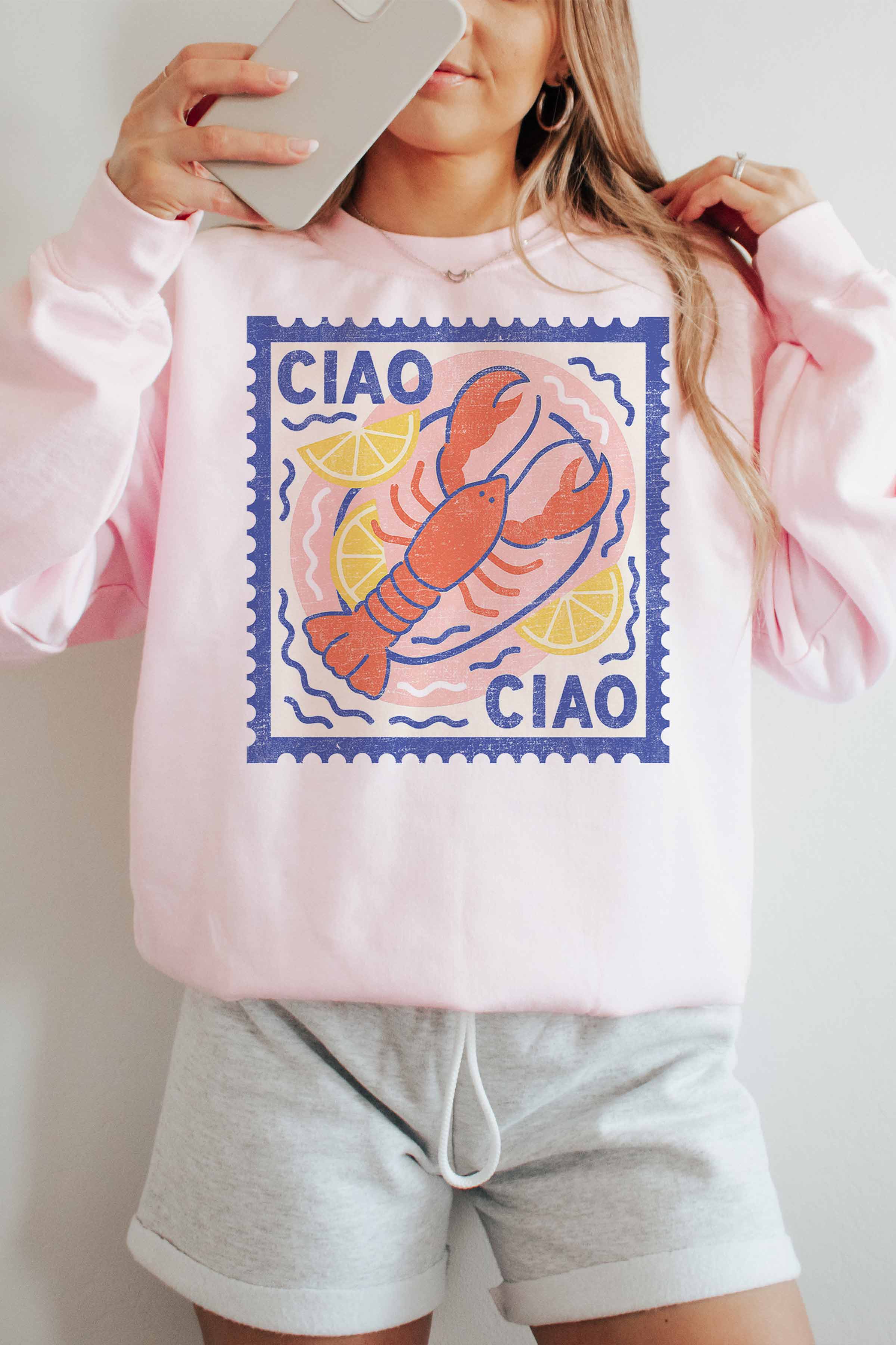 GOOD DAY STREET - Wholesale Graphic Sweatshirt - Women's - [G2049X-OSS] CIAO LOBSTER OVERSIZED SWEATSHIRTS1