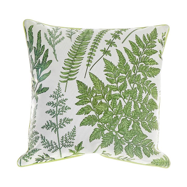 Coussin d'extérieur imperméable à motif botanique Fougère pour la vente par IH Casa Decor