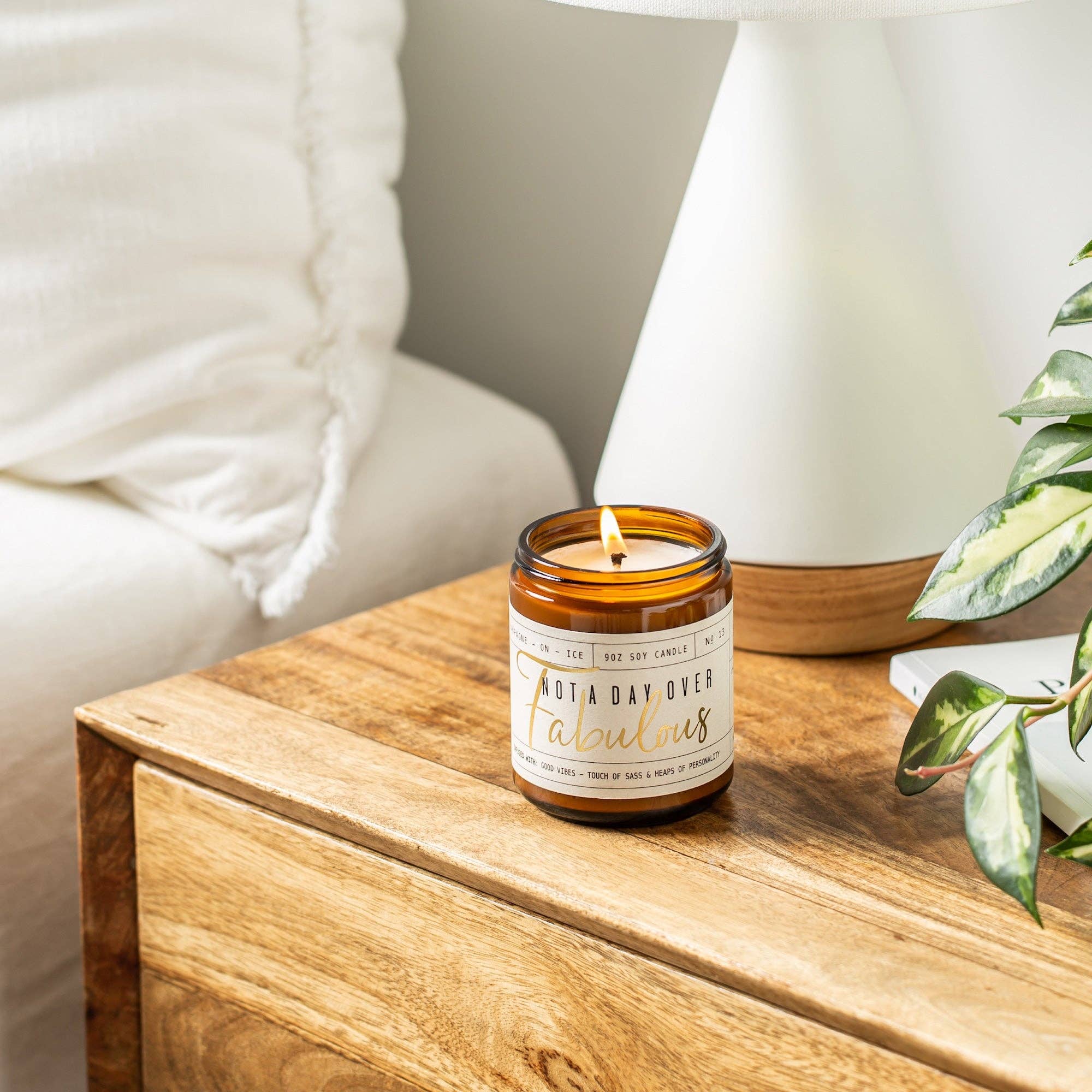 Soy and Sass - Wholesale Jar/Filled Candle - Not a Day over Fabulous Soy Candle - Amber Jar - 9 oz2