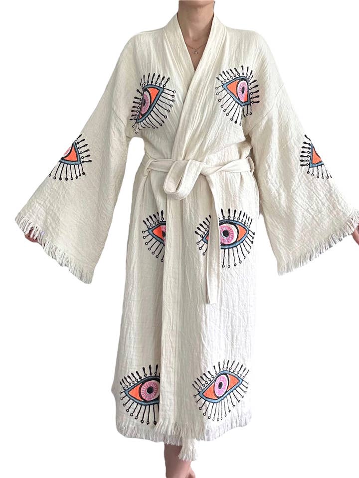 Böser Blick Kimono-Robe, %100 Baumwolle Strandüberwurf Mehrfarbig für den Großhandel von The Pinus