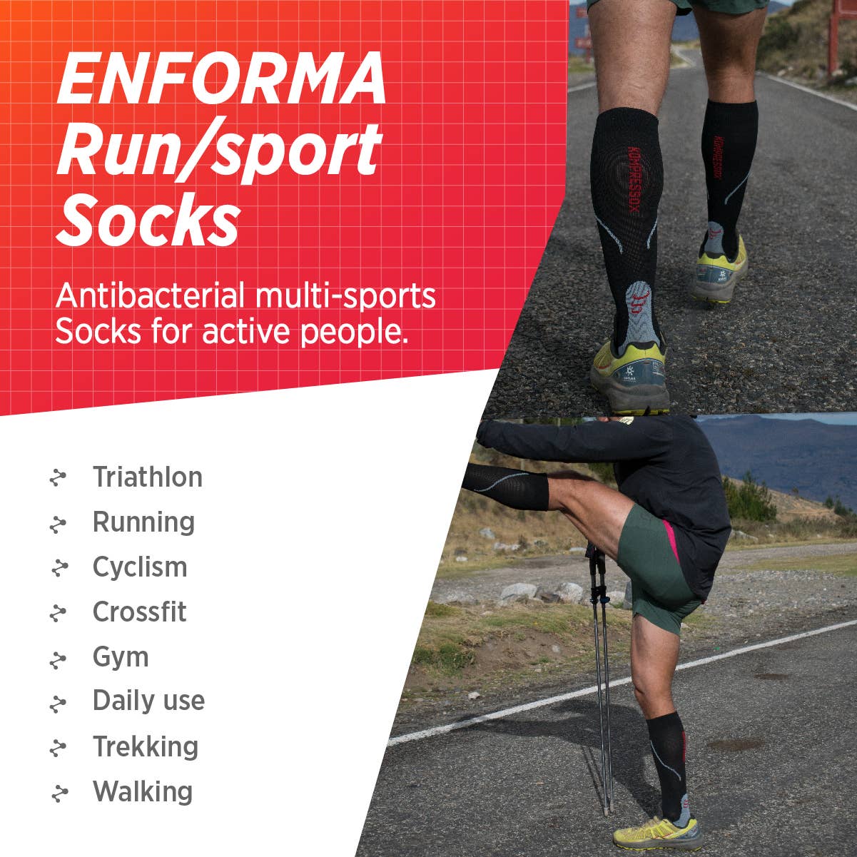 Silvera Nanotech - Vente Chaussettes – unisexe - Chaussettes de course à compression pour hommes et femmes, salle de sport de football | Enforma5