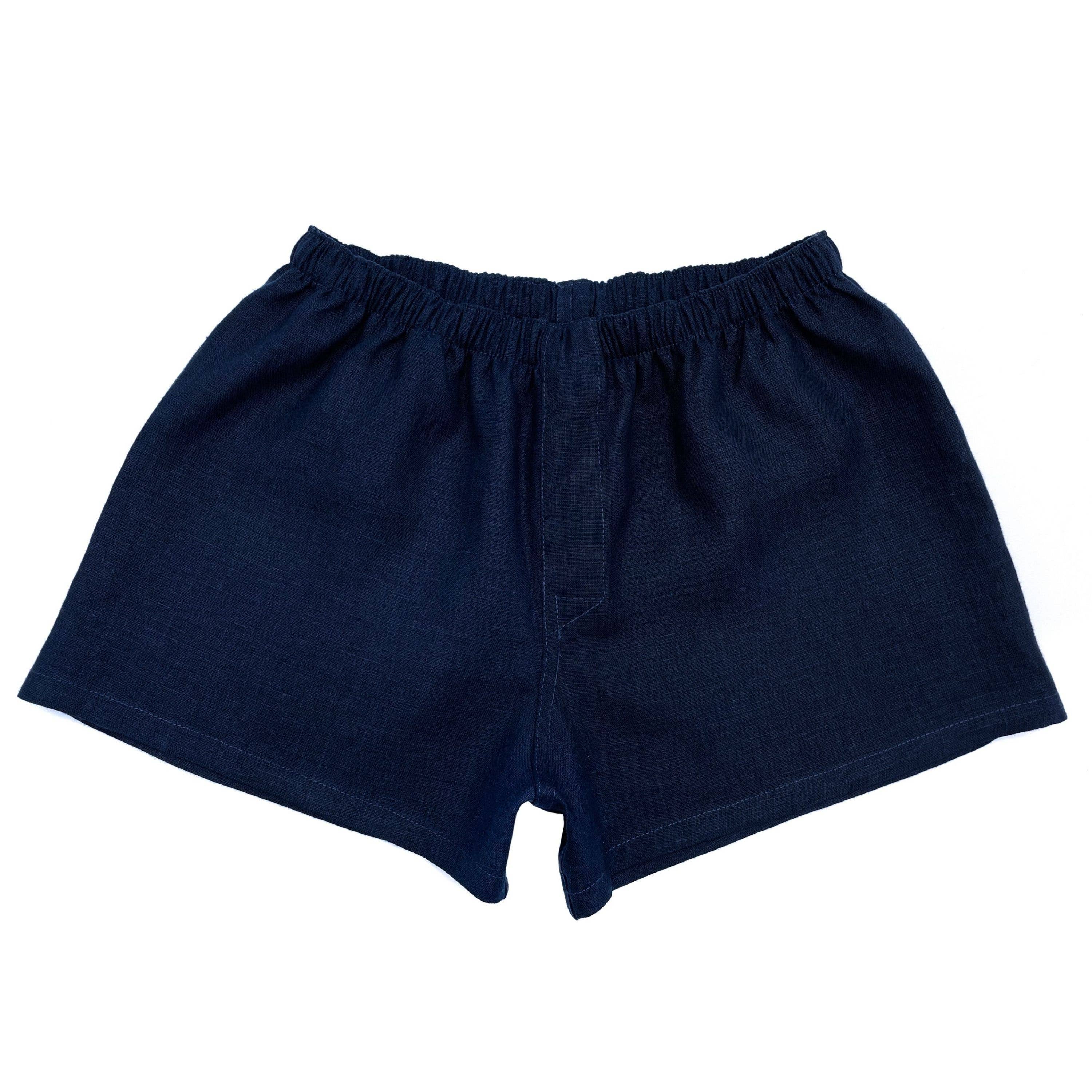 DucksnFoxes - Vente Sous-vêtements – homme - Boxer bleu marine 100% lin, sous-vêtements biologiques pour homme9