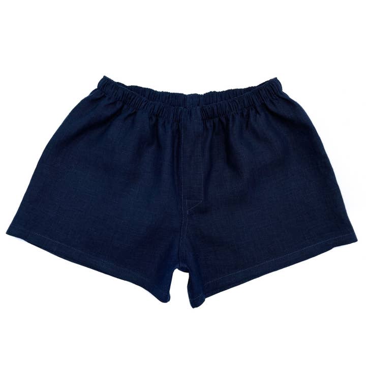 DucksnFoxes - Vente Sous-vêtements – homme - Boxer bleu marine 100% lin, sous-vêtements biologiques pour homme9
