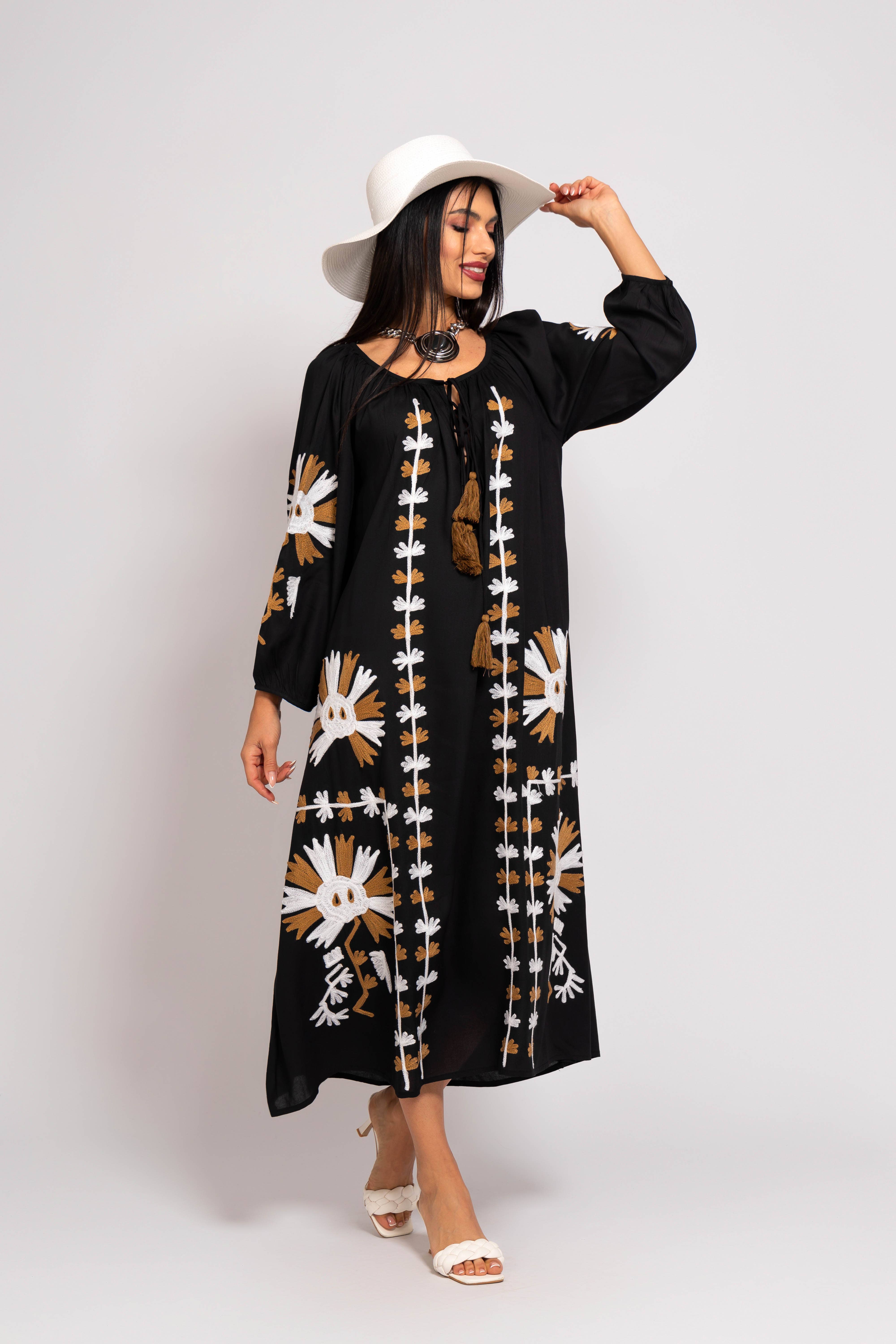 FAME GREECE - Wholesale Kaftan - Women's - F-182 EMBROIDERY LONG KAFTAN1