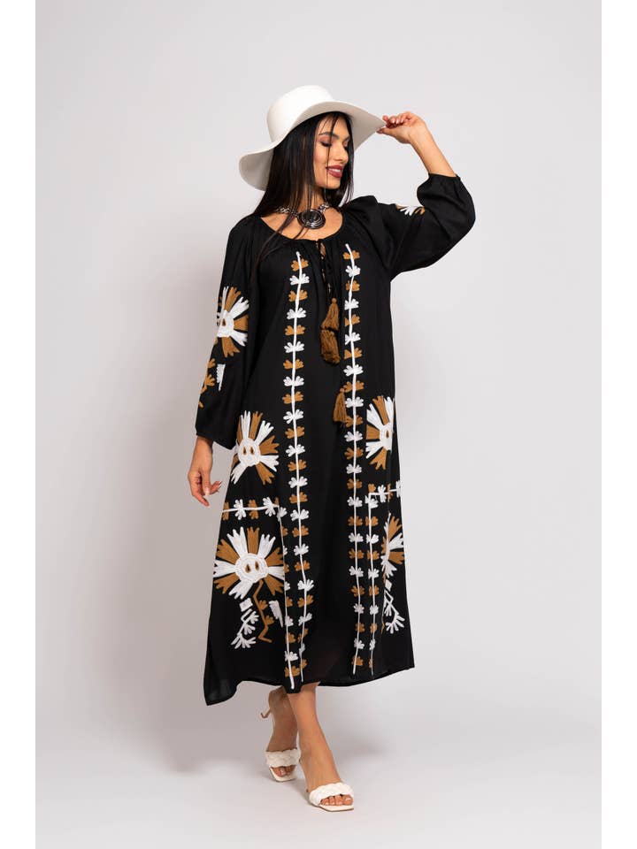 FAME GREECE - Wholesale Kaftan - Women's - F-182 EMBROIDERY LONG KAFTAN1