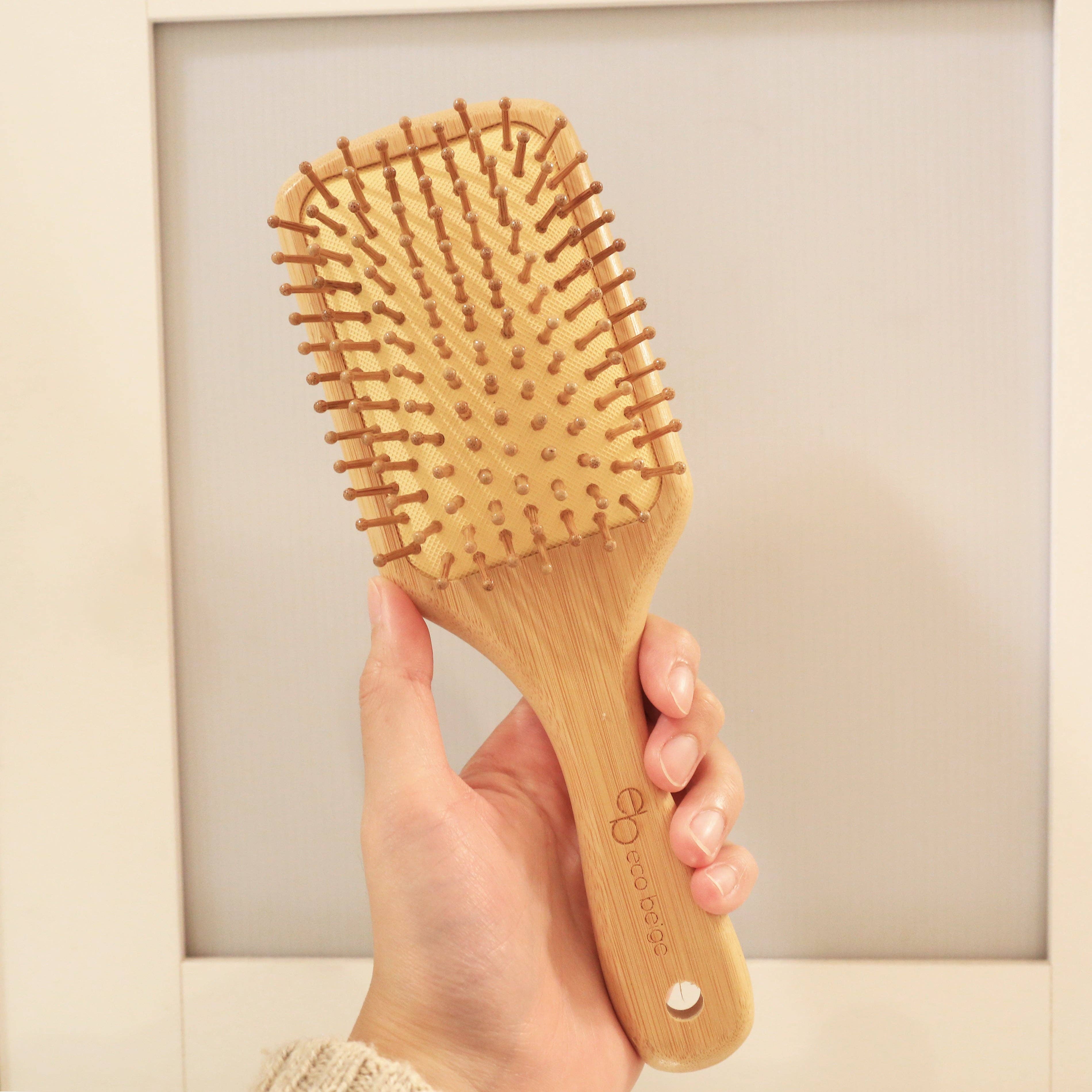 Eco Beige - Wholesale Hair Brush/Comb - Cushioned Bamboo Hair Brush- Rectangle1