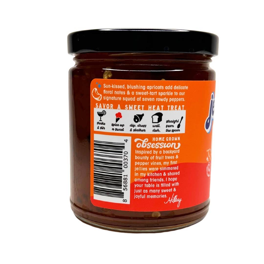 JENKINS JELLIES - Vendita all'ingrosso Marmellata/Gelatina - Marmellata di peperoncini piccanti all'albicocca Sizzlin' Hot, 11 oz.1