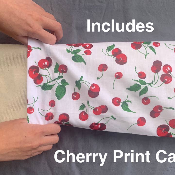 Hot Cherry Pillows - Wholesale Hot/Cold Compress - Cervical Neck Pillow - Unbleached Denim, Cherry Print Case7