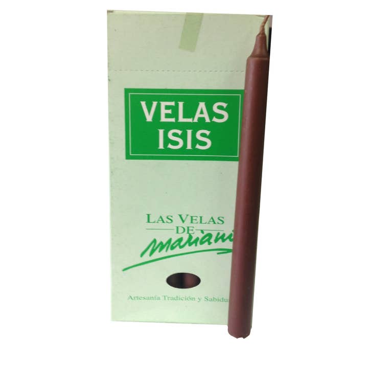 Box of 18 Dark Brown Isis I Candles for wholesale by WLM