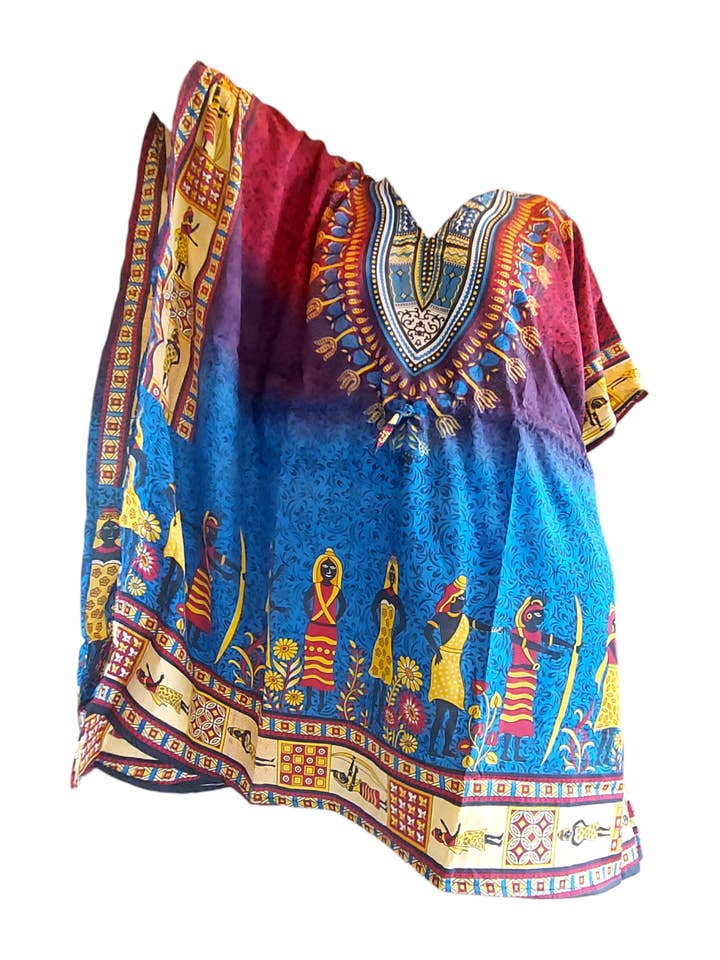 India Batik - Vendita all'ingrosso Caftano - Donna - 1127E- Top kaftan/Abito corto/Confezione da 54