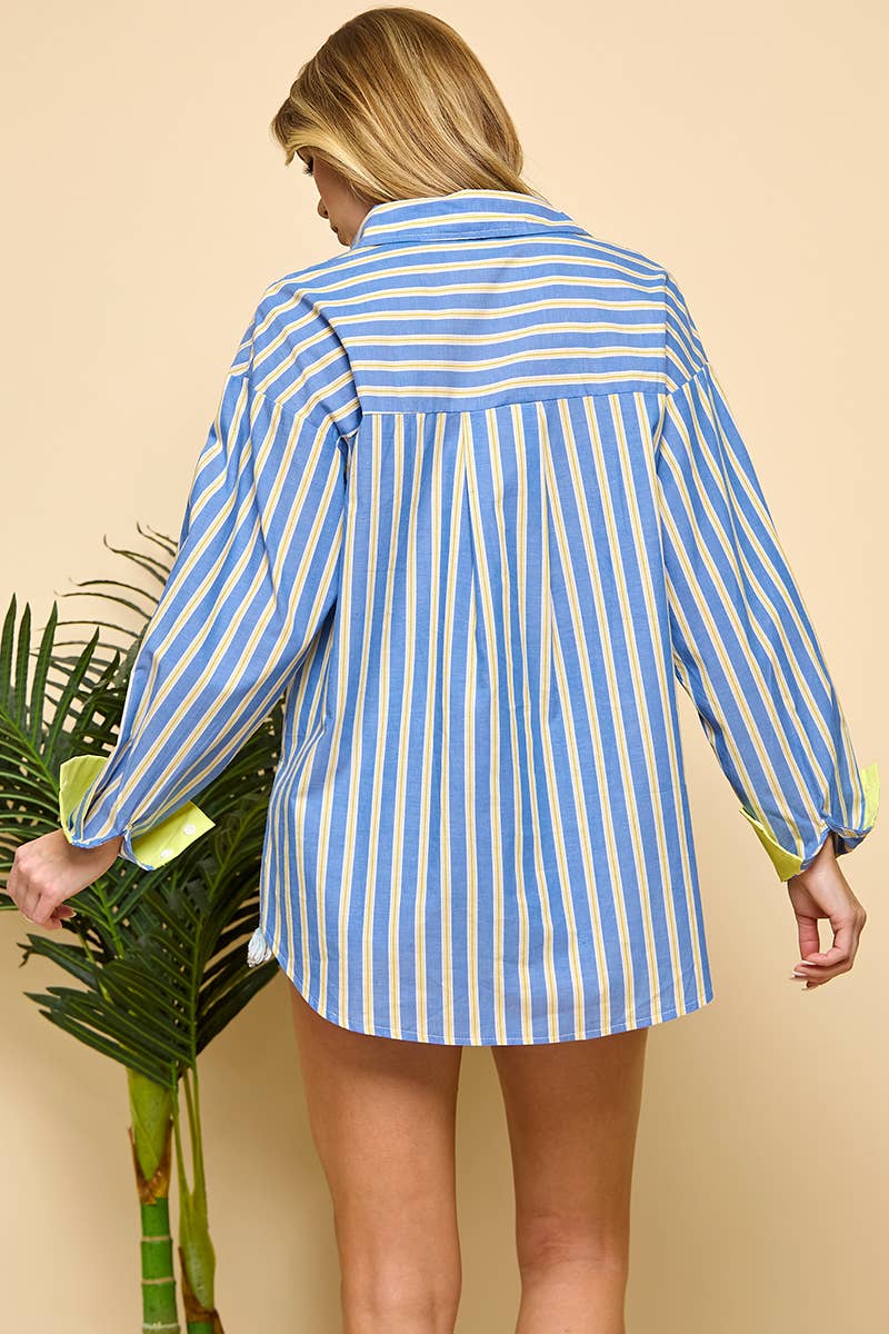 Blue Striped Long sleeved Shirt  for wholesale on Faire11