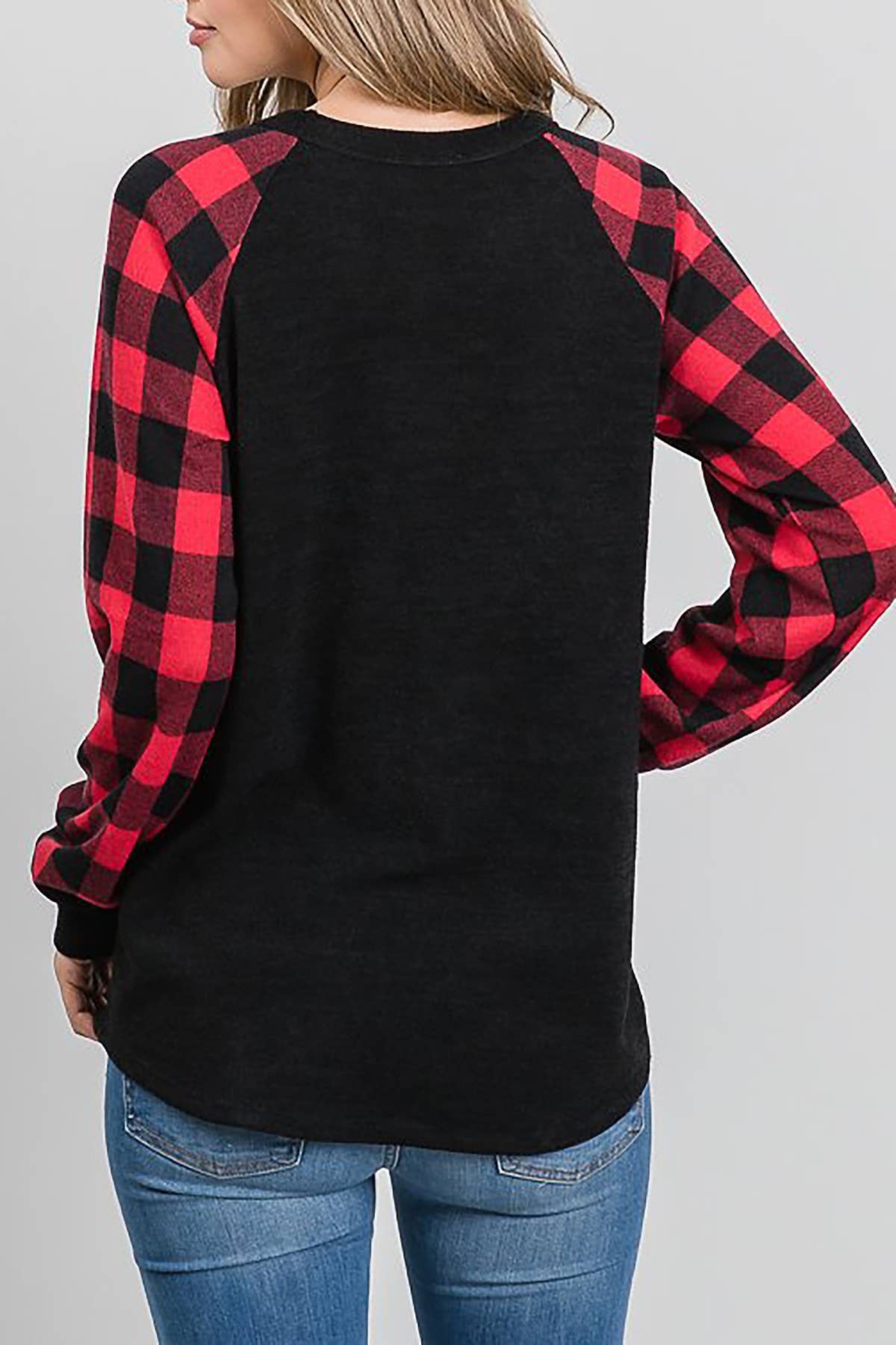 ROUSSEAU - Vendita all'ingrosso Maglietta - Donna - TOP A CONTRASTO CON STAMPA A QUADRI E RENNE CON PAILLETTES3