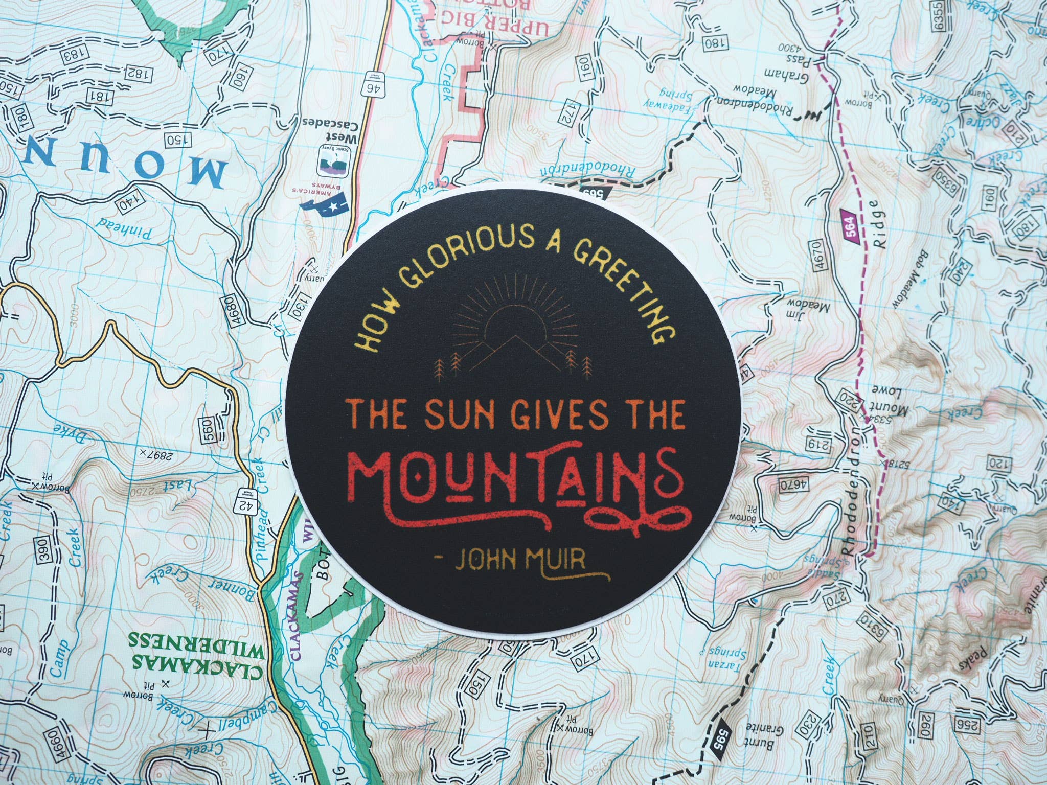 Sentinel Supply - Wholesale Sticker - John Muir Round Mountain Quote Sticker - Camping Decal4