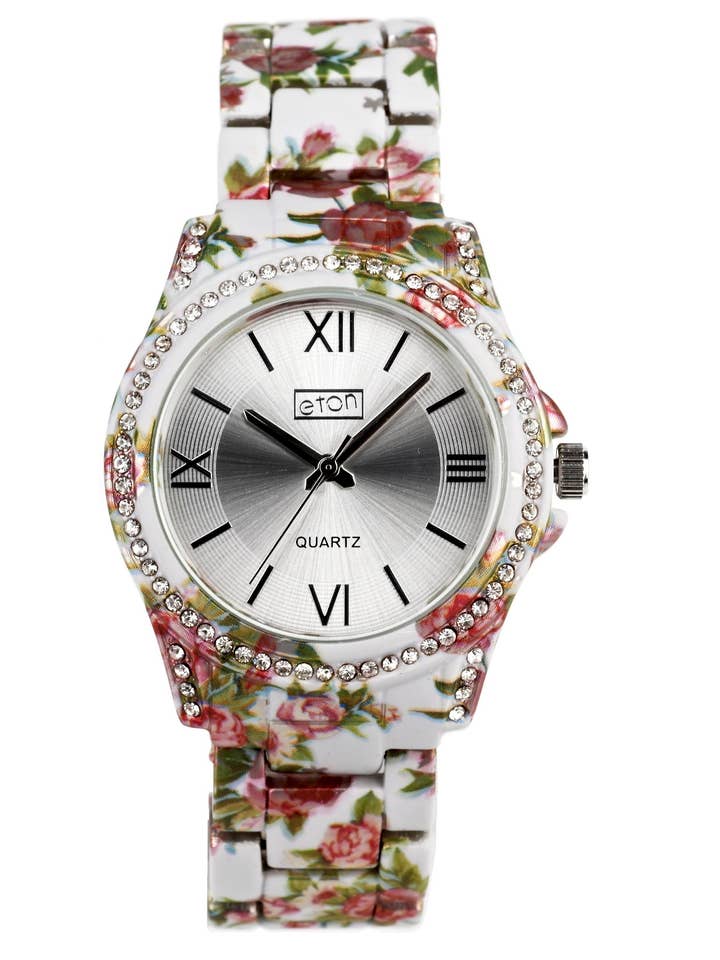 Reloj de pulsera elegante para mujer con diseño floral en satén para venta al por mayor de Eton Watches