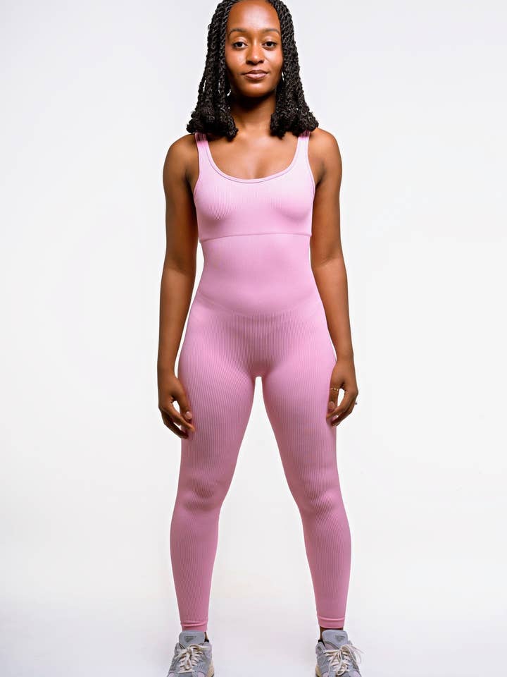 GF Snatched Jumpsuit - Pink for wholesale by Gffitnesswear