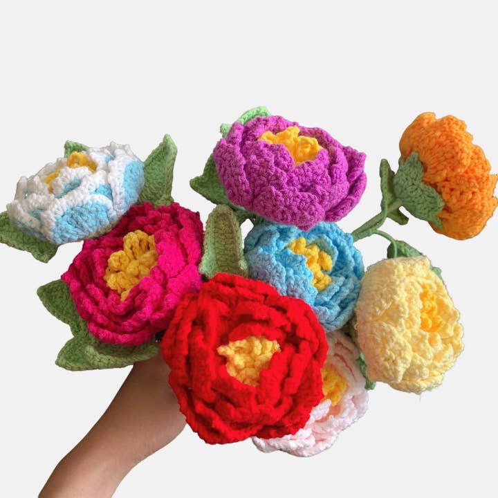 Lilyrosy - Wholesale Artificial Flowers - Lilyrosy Crochet Peony Flowers, Handmade Gifts
