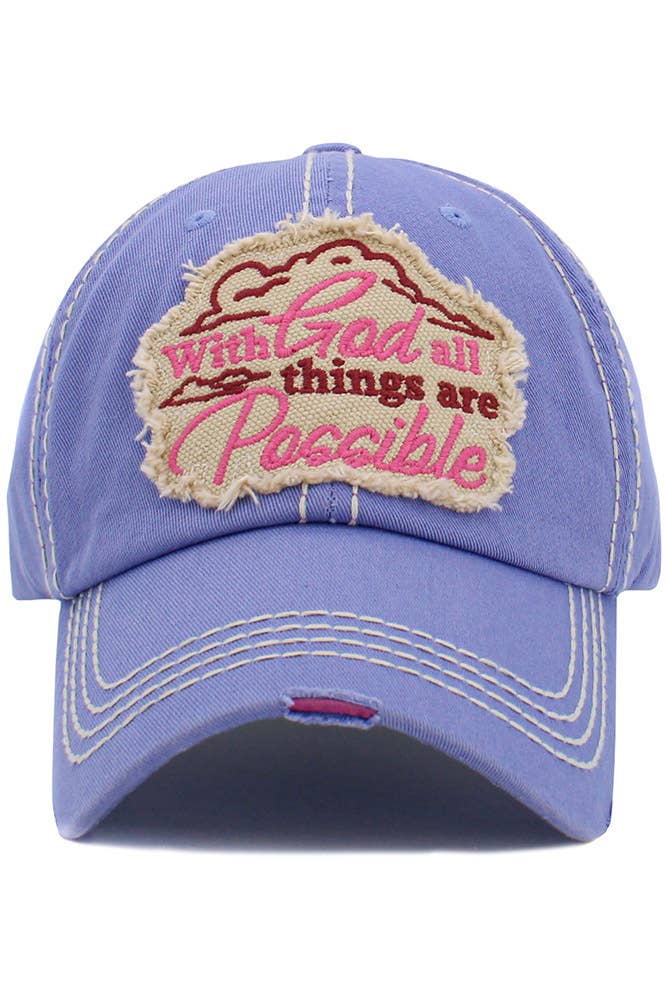 Hana - Wholesale Baseball Cap - Women's - WITH GOD ALL THINGS ARE POSSIBLE Vintage Cap1