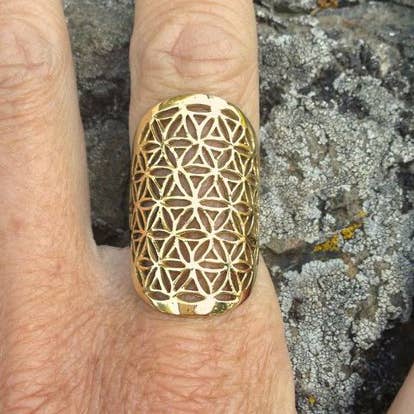 Messing Livets Blomst Ring / Hellig Geometri Ring Tribal Boho for engroshandel hos JAYA MOKSHA