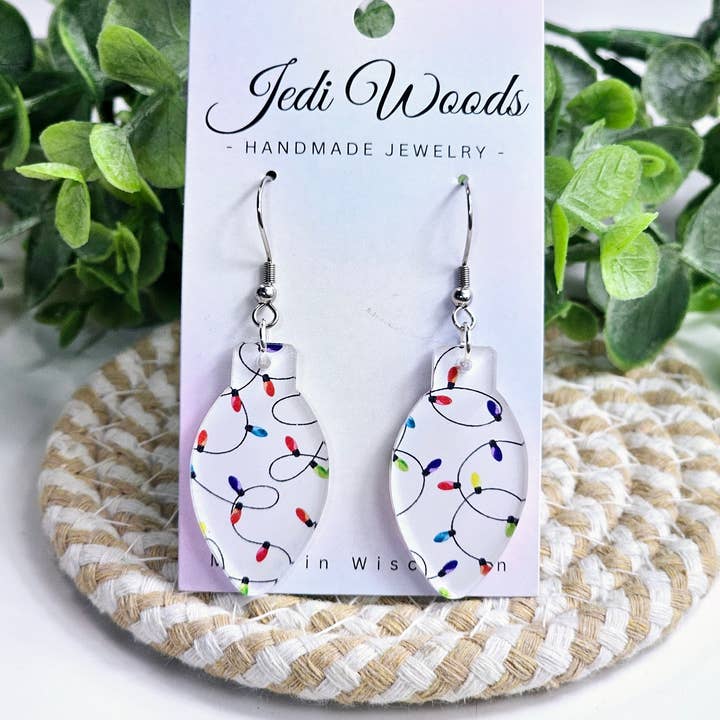Jedi Woods LLC - Wholesale Dangle Earrings - Christmas Light Strings - Lightbulb Acrylic Earrings