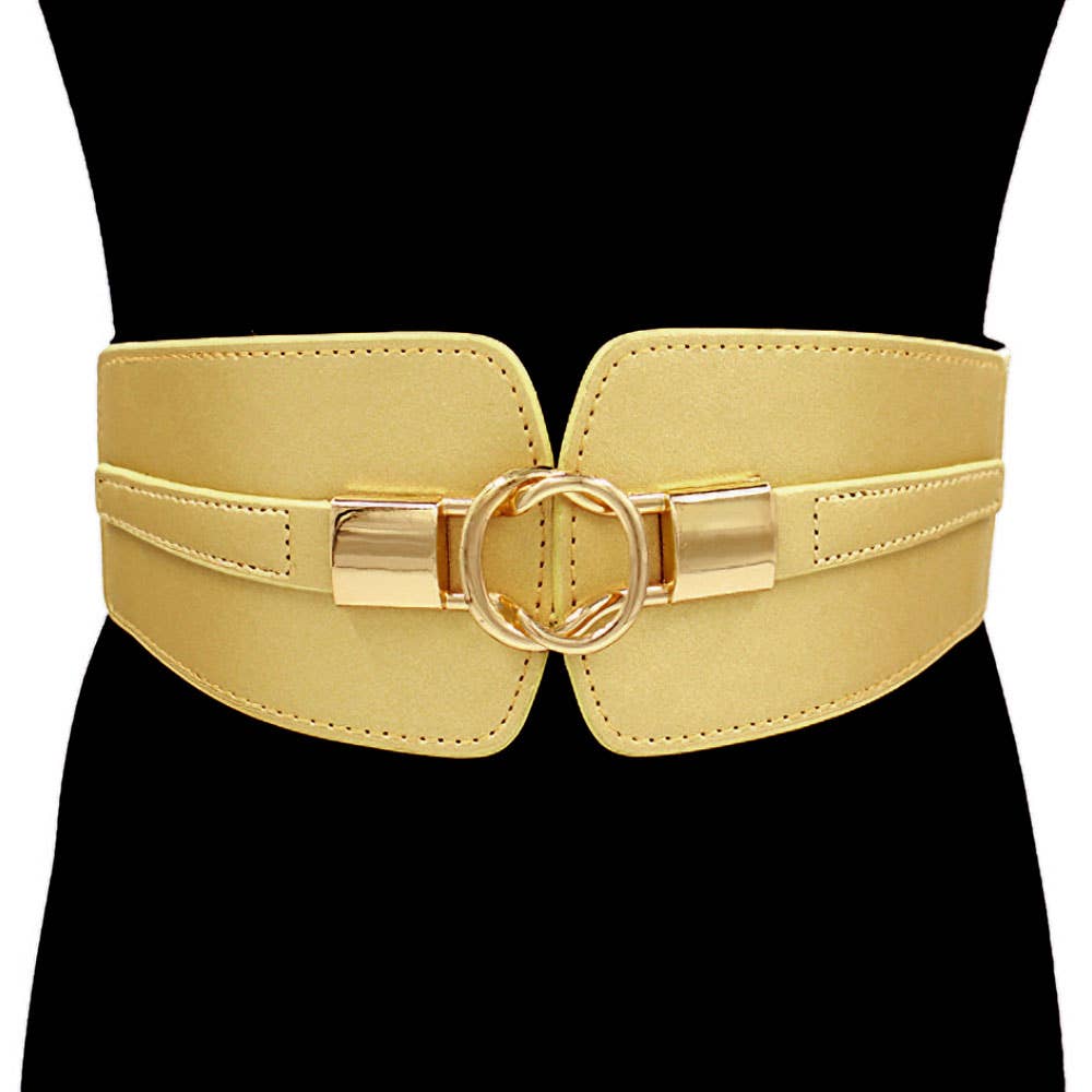 Sensibling Corp. - Venta al por mayor Cinturón - Mujer - Cinturón ancho elástico con hebilla metálica y detalle de cuero sintético5