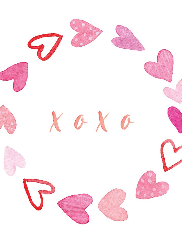 Pink Heart Xoxo Greeting Card for wholesale by Dori Boyce Art