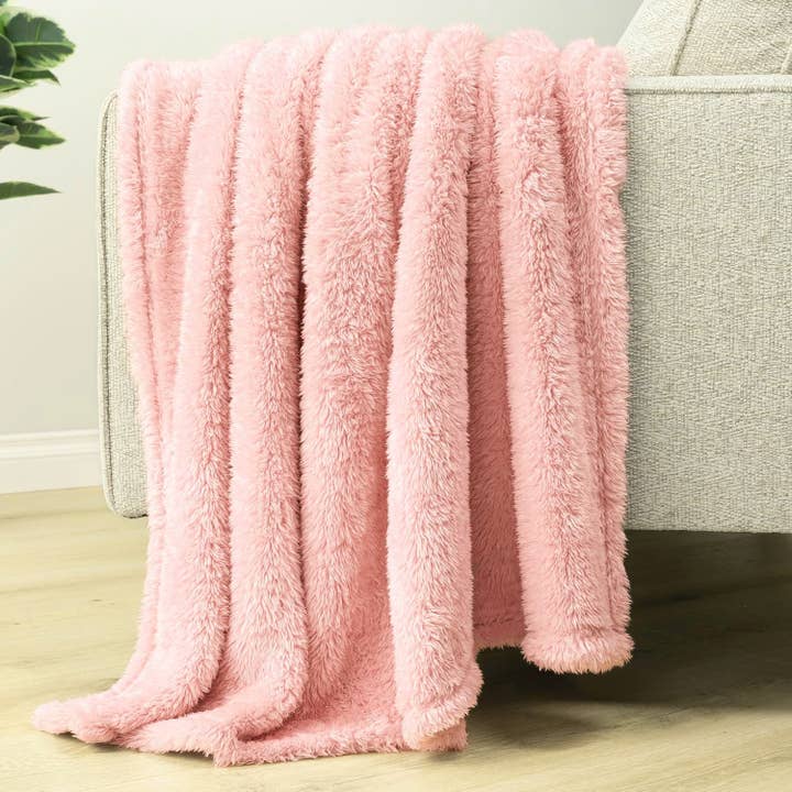 home mart goods - Wholesale Throw Blanket - 50"x60" Light Pink Sherpa Soft Warm Cozy Bed Throw Blanket4