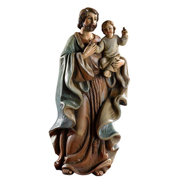 Bellavista 4" St Joseph and Child Decorative Figurine for wholesale by Christian Brands Catholic
