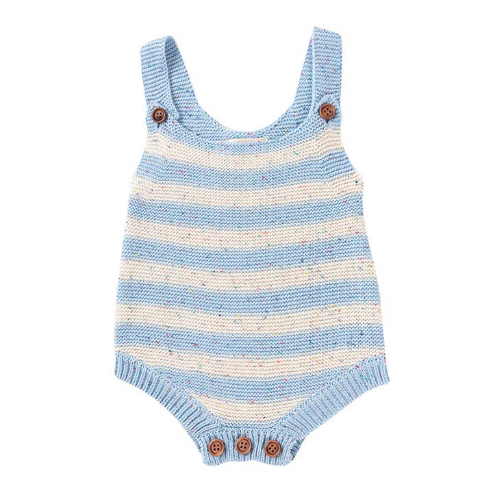 Ponchik Babies + Kids - Pagliaccetto lavorato a maglia a righe - Ocean Speckle Knit per la vendita all'ingrosso da parte di Ponchik Babies + Kids