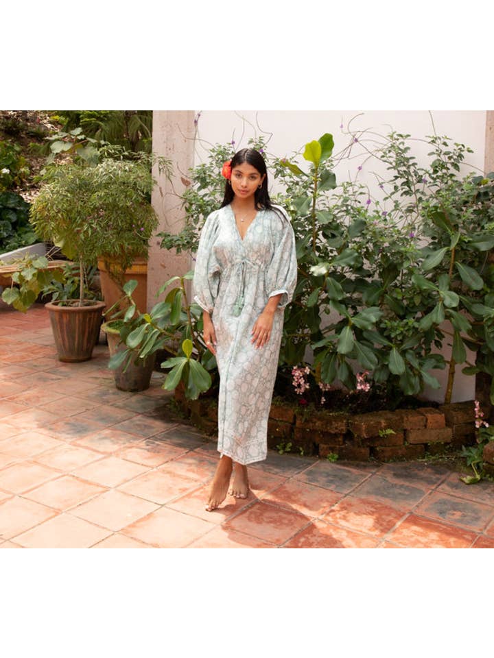 The Fox and The Mermaid - Venta al por mayor Vestido - Mujer - Vestido de Algodón con Estampado en Bloque y Cordón (Indra)16