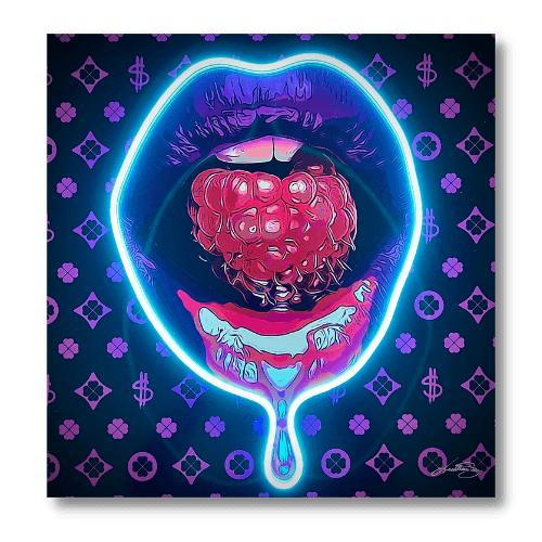 Blue Fruit Passion Lips v.1 | LED Wall Art for wholesale on Faire0