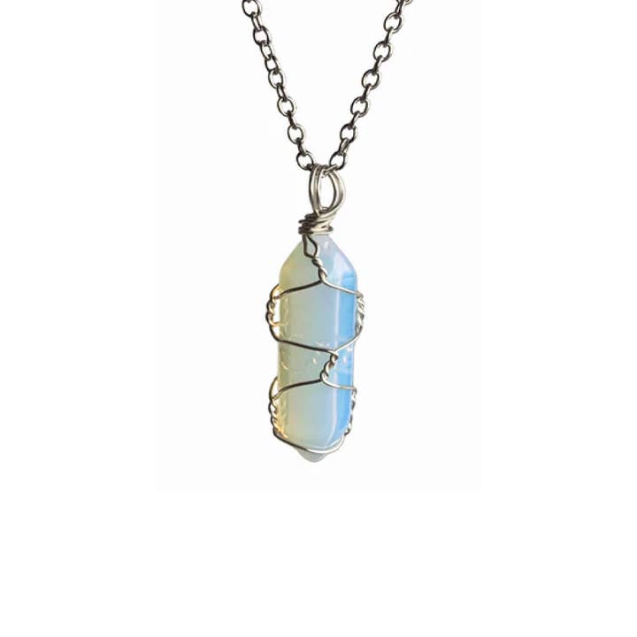 Opalit halskæde med wire wrap kæde Halloween for engroshandel hos Buddha Yoga