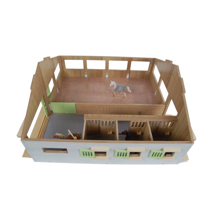 American Hobbies & Merchandising - Wholesale Wood Toy - Kids - Kids Globe 1:32 Scale Wooden Horse stable Toy With 3 Stalls1