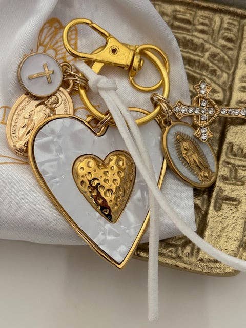 Miss DJ Angel - Wholesale Keychain - Women's - Virgin Mary keychain with sacred heart and cross, gift for Virgin Mary of Guadeloupe, miraculous medal Virgin Mary charm, ex-voto jewelry3