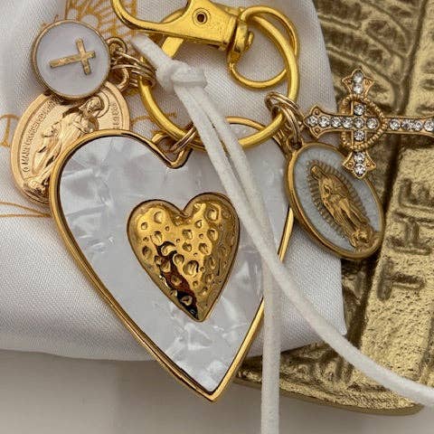Miss DJ Angel - Wholesale Keychain - Women's - Virgin Mary keychain with sacred heart and cross, gift for Virgin Mary of Guadeloupe, miraculous medal Virgin Mary charm, ex-voto jewelry3