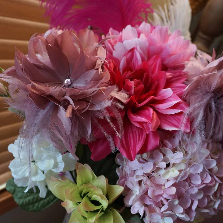 Zucker Feather Products - Wholesale Artificial Flowers - Goose/Turkey/Ostrich Feather Floral Pick w/Rhinestone Rose