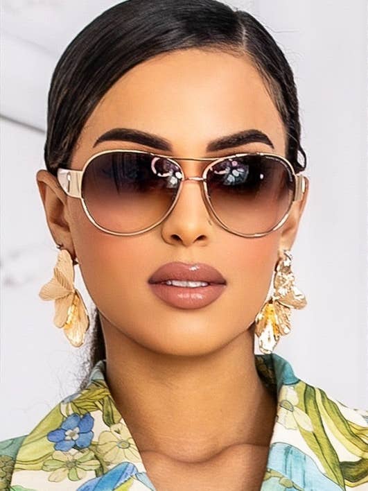 Bold Textured Twisted Fan Leaf Statement Earrings - Gold for wholesale by SurelyMine