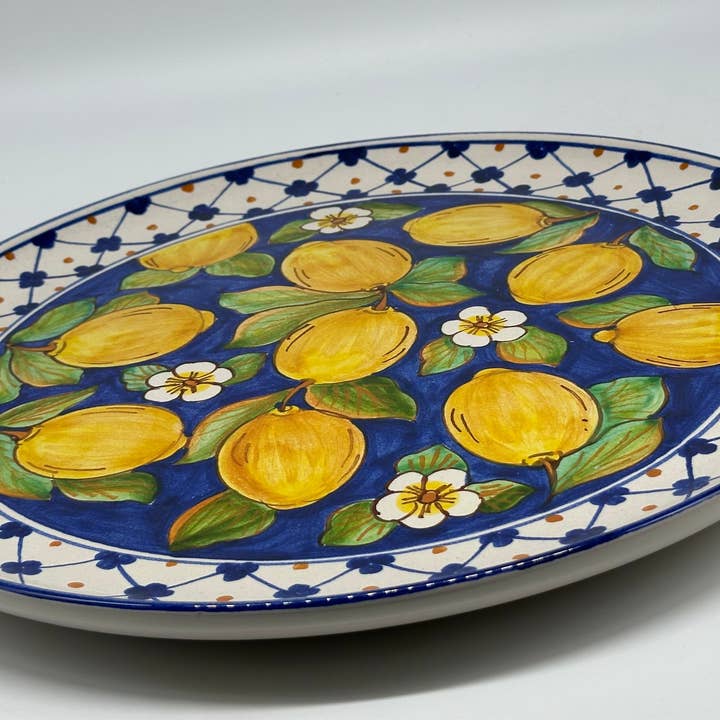 DD Ceramiche Siciliane - Wholesale Serving Plate - Serving plate diameter 37cm food use Ceramica Caltagirone - Lemons2