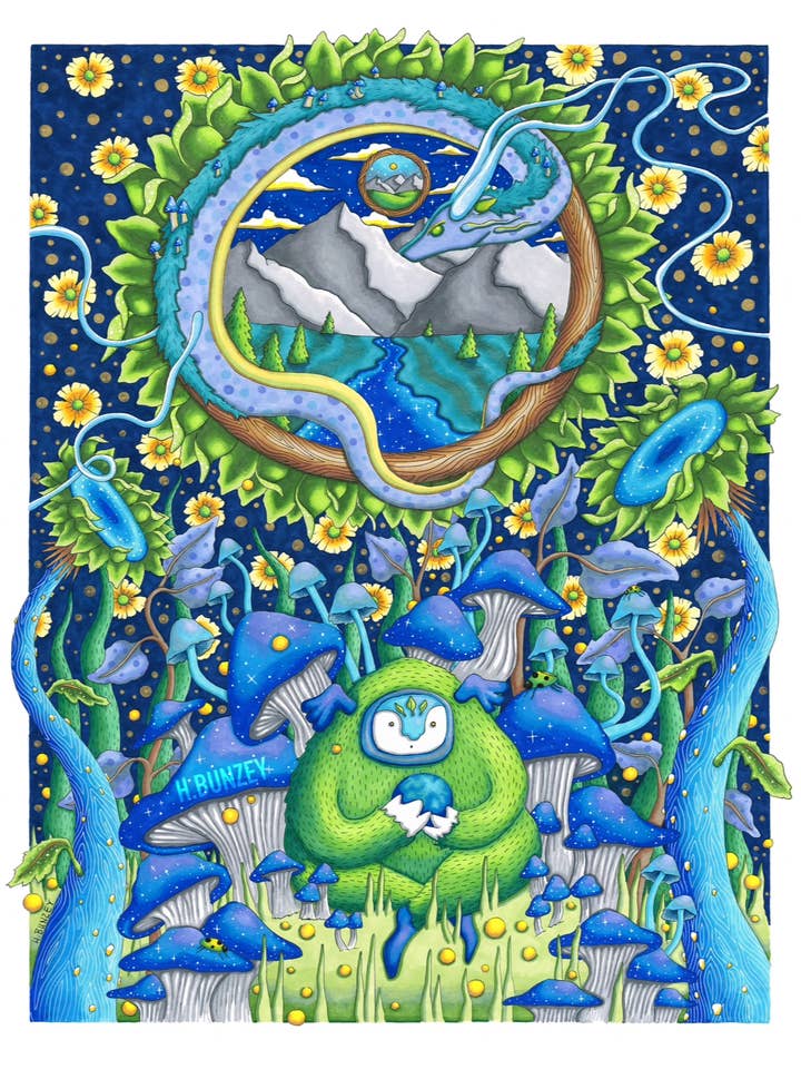 Trippy Art Print "Remembering How To Listen for wholesale by H. Bunzey Art