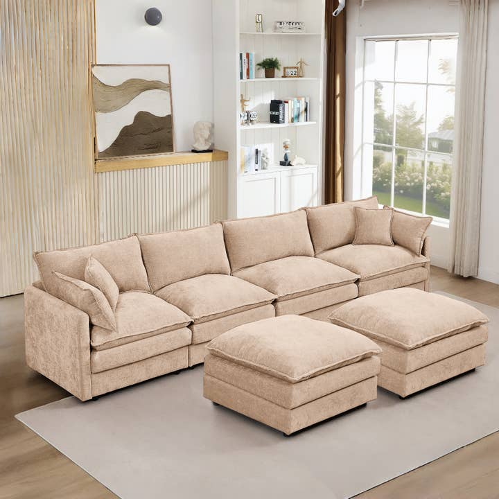 39F Inc. - Wholesale Sofa - Lunara 130" U-Shaped Sectional Sofa w 2 Ottomans,7 Colors33