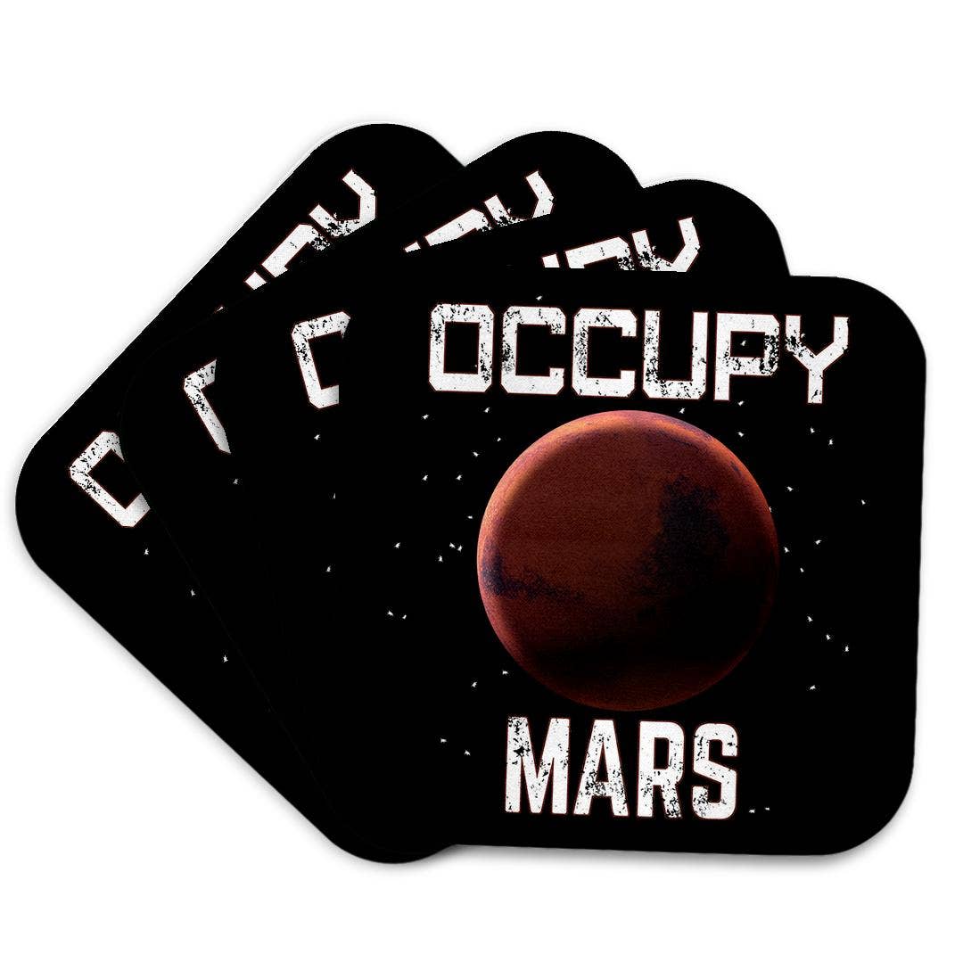 3dRose - Wholesale Coasters - 3dRose, Funny space Mars exploration and colonization Occupy Mars., Coaster7