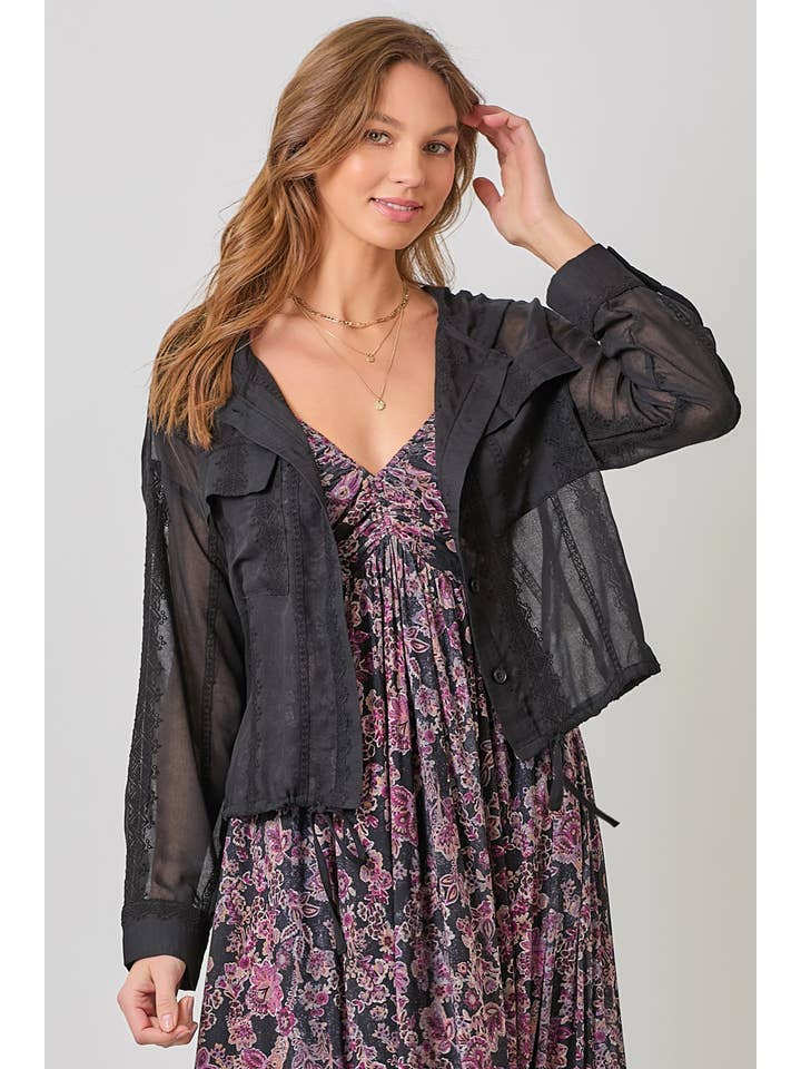 Mystree - Wholesale Jacket - Women's - 61094 Eyelet Adjustable Bottom Hoodie Jacket