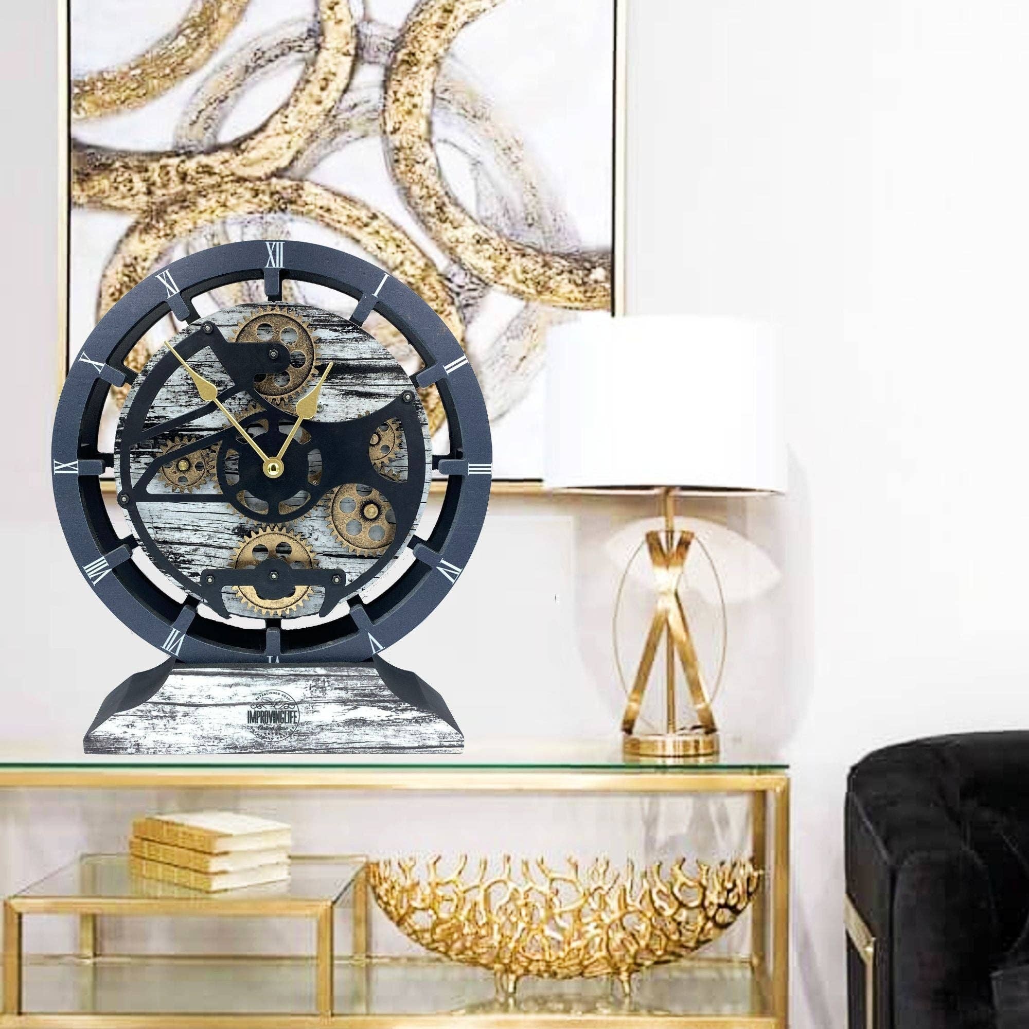 The Gears Clock - Wholesale Wall Clock - CANADA LINE WALL-DESK CLOCK 16 INCH GREY&WHITE22