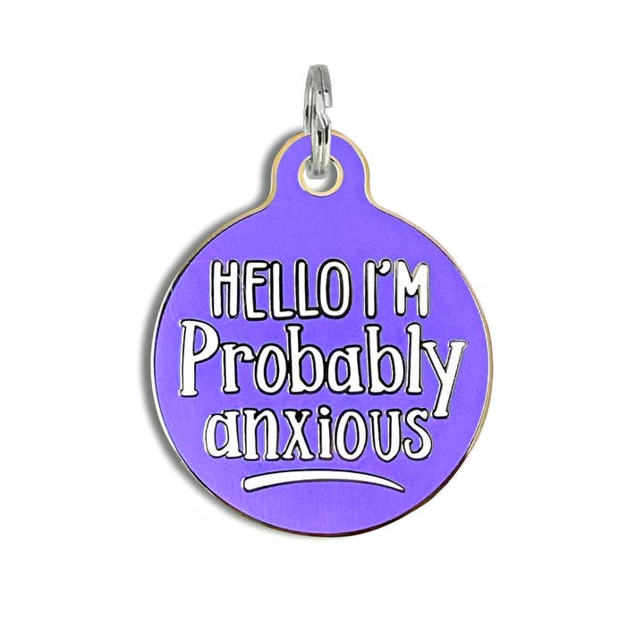 Bad Tags - Wholesale Pet Identification Tag - Dog - Enamel Dog Tag w/ Scannable ID - Hello I'm Probably Anxious9