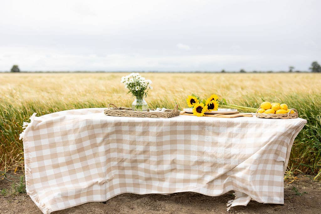 Banjo & Co Home - Wholesale Tablecloth - Natural Gingham Tablecloth