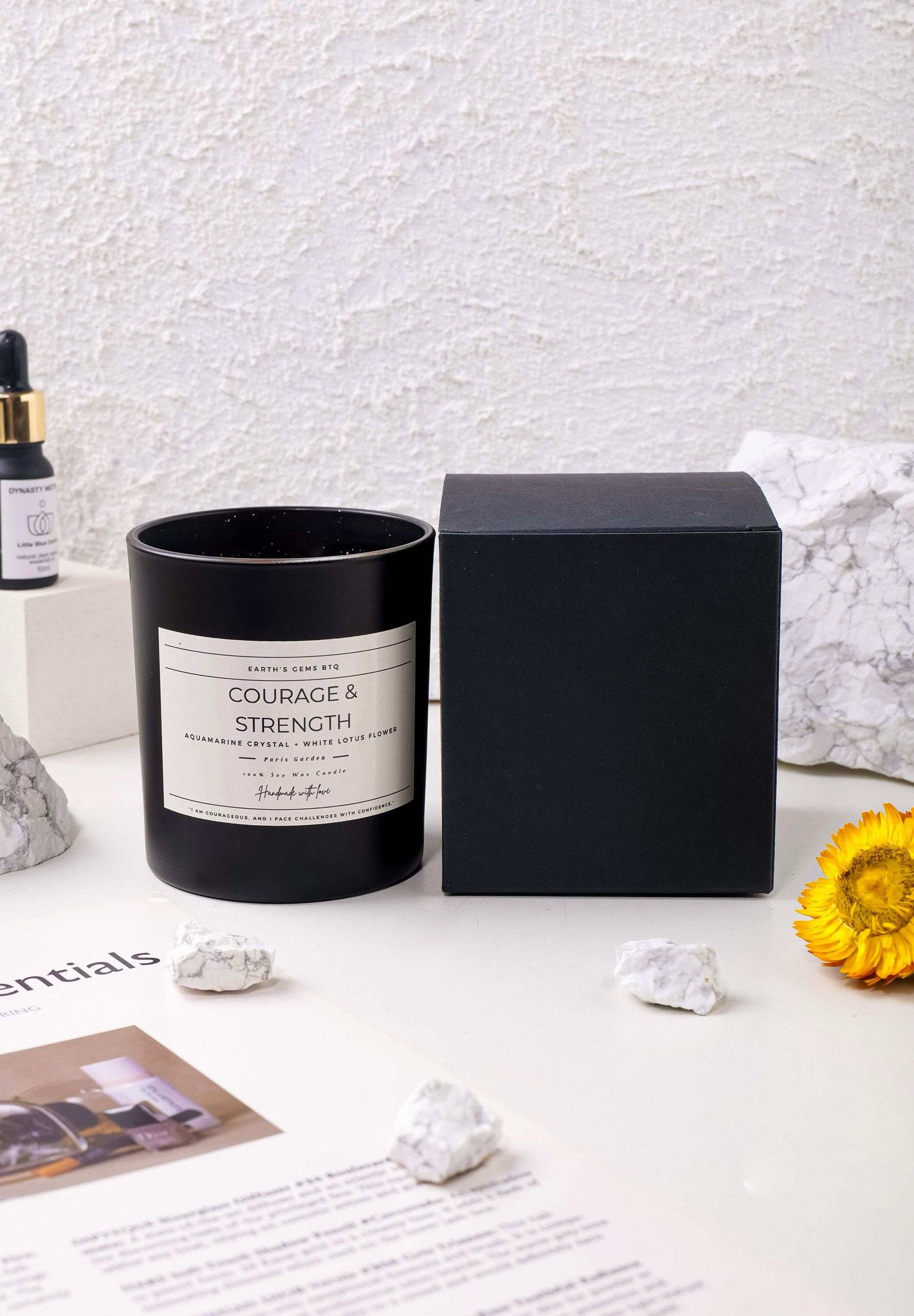 Earth's Gems BTQ – wholesale Burkljus – Kristallintentionljus – Helande ädelstensljus av sojavax för ritualer och medvetet liv3